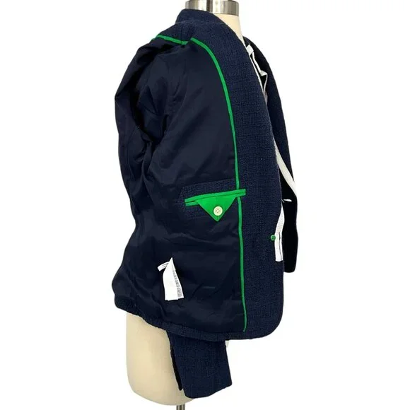 NWT J Crew Textured Tweed Navy Blue Preppy Classic Peplum Blazer Jacket Size 4 - Picture 11 of 14